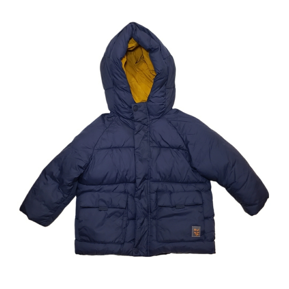 ZARA 12-18M baby Boy Navy Blue Hooded Puffer Jacket